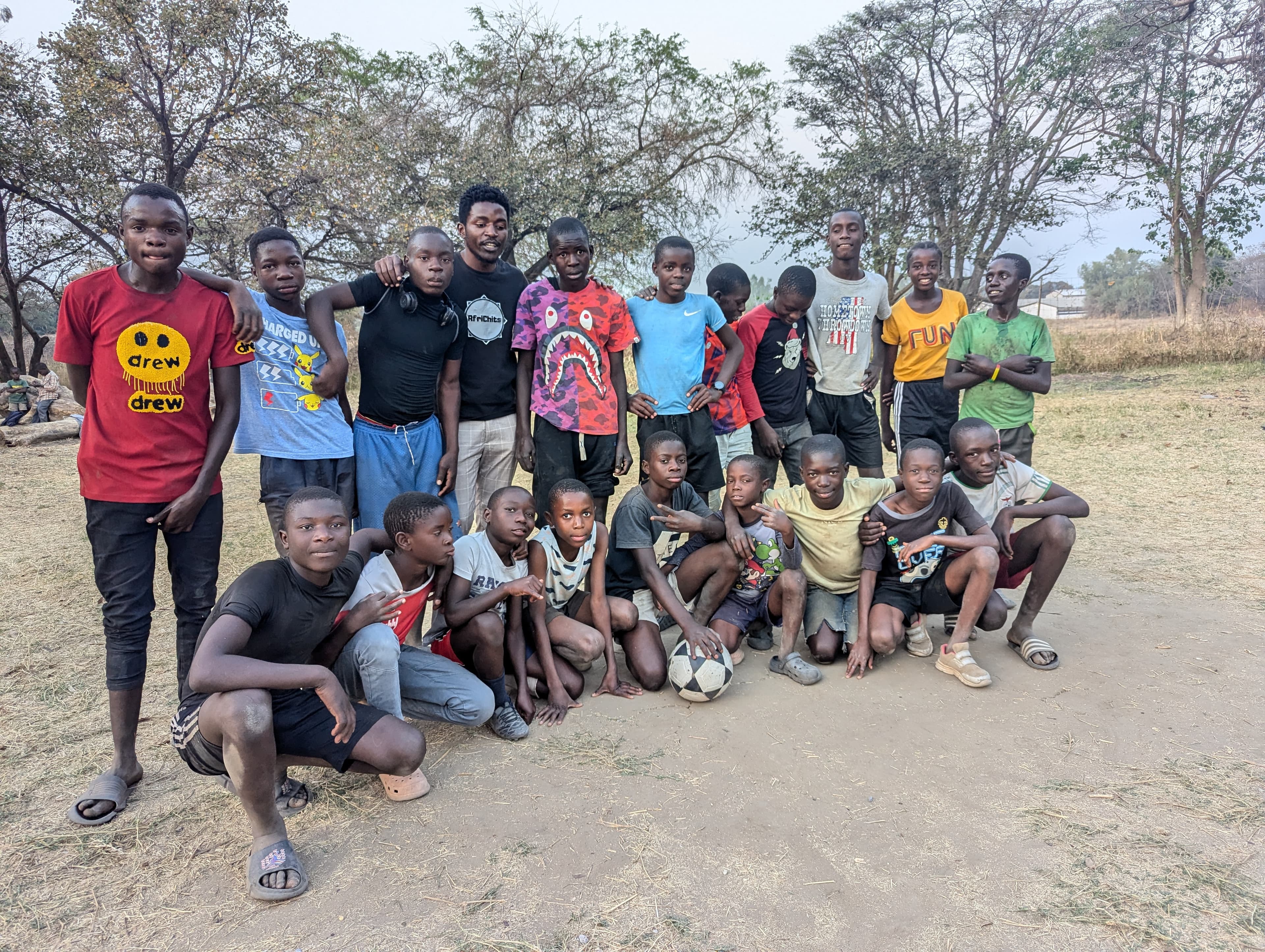 The older boys and children's teams of Inspired Football Academy together